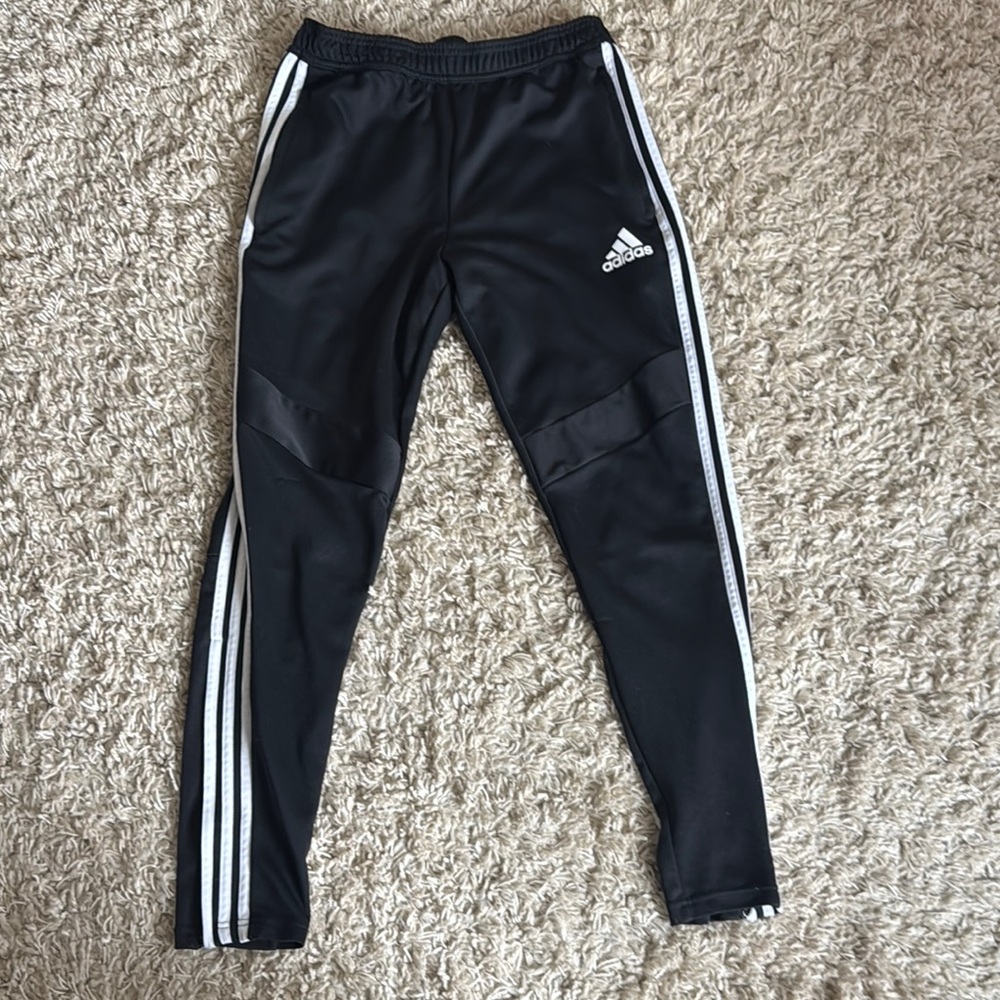 Adidas Black and White Sweatpants with Tapered Fit